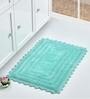 Blue Geometric Cotton 32x20 Inches Super Soft Bath Mat