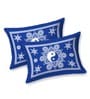 Blue Abstract 120 TC Cotton Queen Sized Bedsheet with 2 Pillow Cover