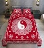 Red Abstract 120 TC Cotton Queen Sized Bedsheet with 2 Pillow Cover