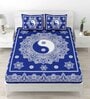 Blue Abstract 120 TC Cotton Queen Sized Bedsheet with 2 Pillow Cover