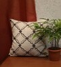 Off White Traditional Cotton 12 x 12 Inches Embroidered Cushion Cover