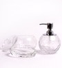 Counter Top Bathroom Accessories in Glass, Set of 3
