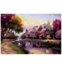 Countryside River Purple Canvas Teakwood And MDF Framed People and Places Art Print