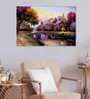 Countryside River Purple Canvas Teakwood And MDF Framed People and Places Art Print