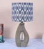 County Cottgae Mangowood Table Lamp With Ikkat Print Satin Shade