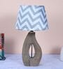 County Cottgae Mangowood Table Lamp With Maze Print Satin Shade