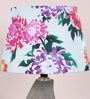 County Cottgae Mangowood Table Lamp With Carnation Print Satin Shade