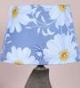 County Cottgae Mangowood Table Lamp With Narcissue Floral Print Satin Shade