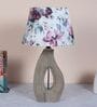 County Cottgae Mangowood Table Lamp With Cobra Saffron Print Satin Shade