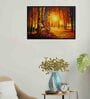 Couple City Street View Multicolour Synthetic Wood Framed Canvas Wall Painting