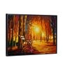 Couple City Street View Multicolour Synthetic Wood Framed Canvas Wall Painting