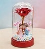 Couple Idols Showpiece Elegant Rose with Glass Dome