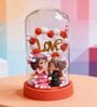 Couple Idols Showpiece Elegant Rose with Glass Dome