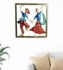 Couple Playing Dandia Multicolour Iron Wall Art