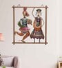 Couple Playing Dandia Multicolour Iron Wall Art