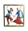 Couple Playing Dandia Multicolour Iron Wall Art