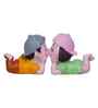 Couple Statue Sitting Sweet Stand Multicolour Polyresin Showpieces