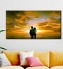 Couple Watching Sunset Beautiful Scenery Canvas Printed Painting with Wood Frame