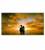 Couple Watching Sunset Beautiful Scenery Canvas Printed Painting with Wood Frame