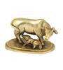 Cow & Calf Gold Brass Idol