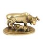 Cow & Calf Gold Brass Idol