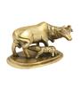 Cow & Calf Gold Brass Idol