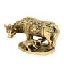Cow & Calf Kamdhenu Gold Brass Idol