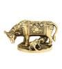 Cow & Calf Kamdhenu Gold Brass Idol