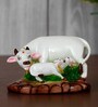 Cow & Calf White Polyresin Idol