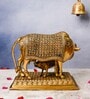 Cow With Calf On Platform Large Brass Religious Idol