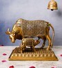 Cow With Calf On Platform Large Brass Religious Idol