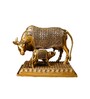 Cow With Calf On Platform Large Brass Religious Idol