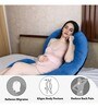 Cozy C-Shape Velvet Mircrofibre Pregnancy Pillow With Detachable Zipper Pillow In Sky Blue & Black Colour