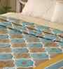 Handprinted Cotton Taupe ad Blue Abstract Single Bed Quilt