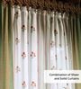 7ft Pack of 4 Sage and Mustard Handwoven Cotton Curtain Set Marigold Collection