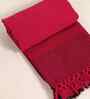Handwoven Cotton King Size Double Bedcover In Berry Tones