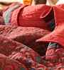 Jaipur Handprinted Quilted Brick Red Cotton King Bed Sized Bedcover Cum AC Blanket