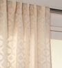 Beige & White Cutwork 7Ft Semi Sheer Handwoven Cotton Curtain