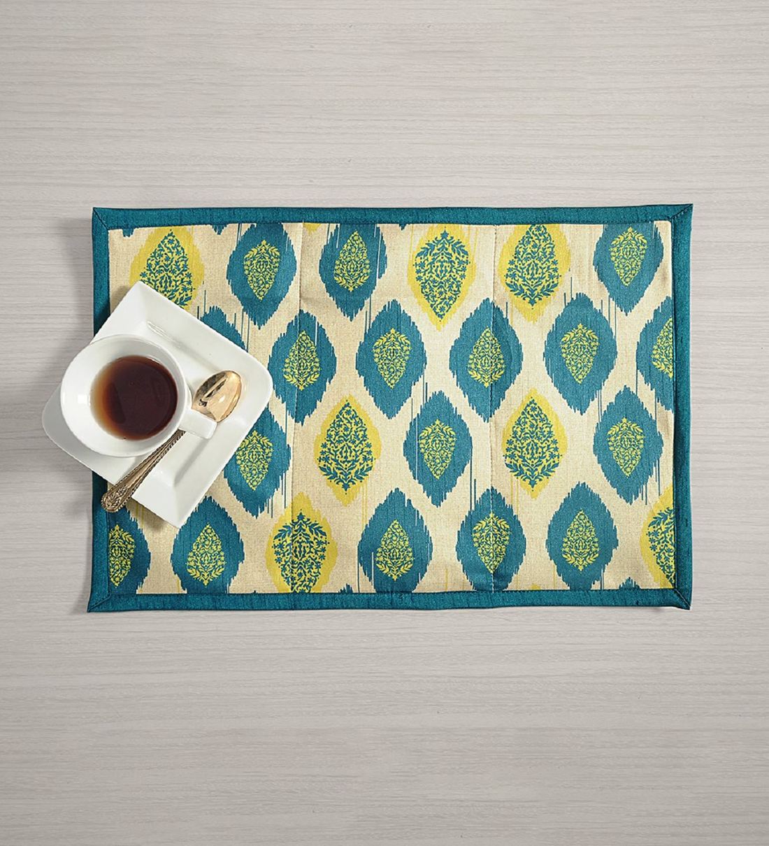 Buy Traditional Pattern Green Cotton 18X12 Inches Placemats (Set Of 4) By Swayam Online
