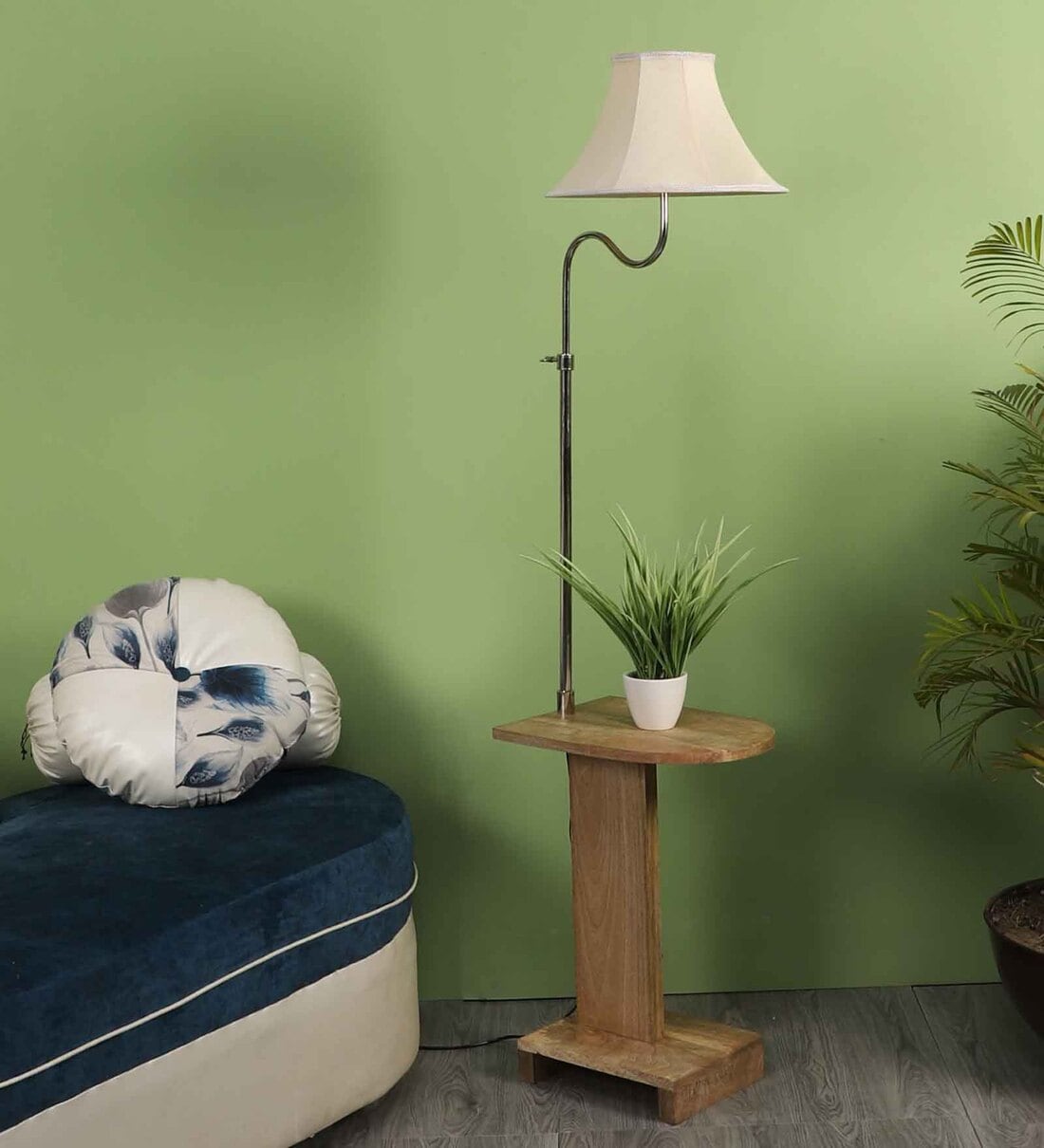 Buy Cream Fabric Shade Floor Lamp With Brown & Nickel Base By Sapphire