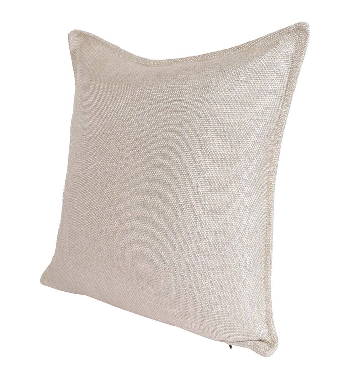 Buy Cream Solid Jute 24 x 24 Inches Cushion Covers (Set of 2) at - Main Image