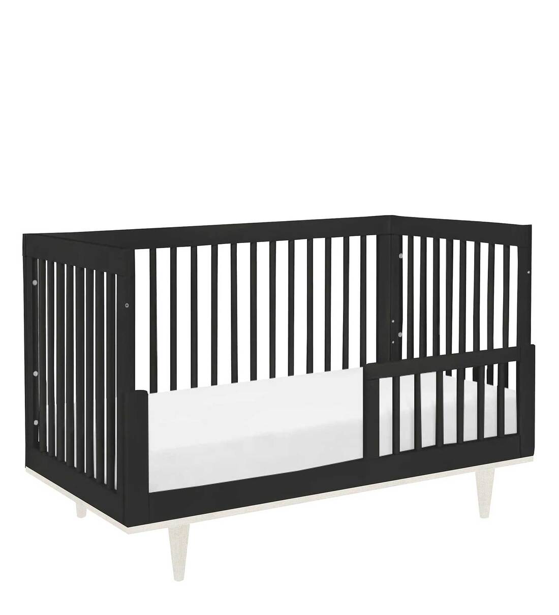 Buy Solid Wood Crib in Jet Black Colour with Convertible Bed Online