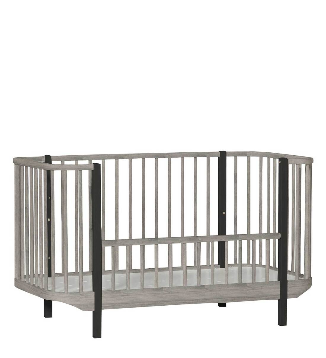 Buy Solid Wood Crib in Grey Colour with Convertible Bed Online Cribs