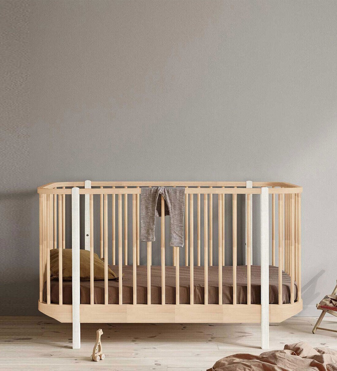 Buy Solid Wood Crib in Natural Polish with Convertible Bed at 100 OFF