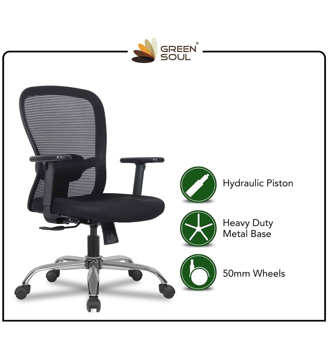 Buy Crystal Breathable Mesh Ergonomic Chair in Black Colour Online