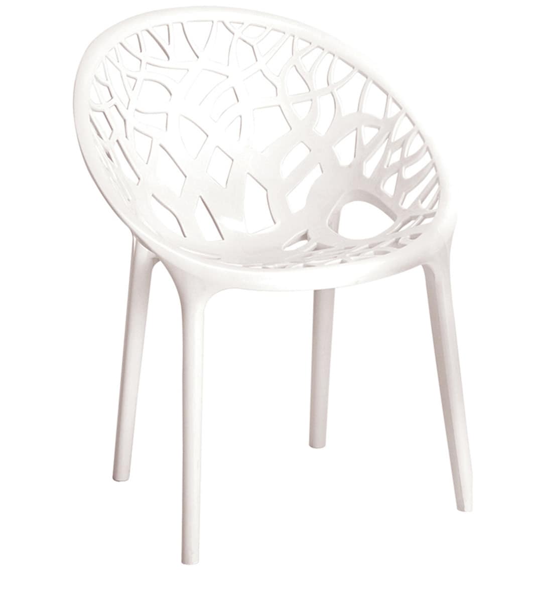 Buy Crystal PP Designer Plastic Chair in Milky White Colour By Nilkamal