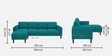 Creata Fabric Rhs 6 Seater Sectional Sofa In Sea Green Colour
