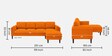 Creata LHS 6 Seater Sectional Sofa In Vivid Orange Colour