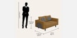 Cresco Fabric 2 Seater Sofa In Camel Brown Colour