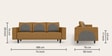 Cresco Fabric 3 Seater Sofa In Camel Brown Colour